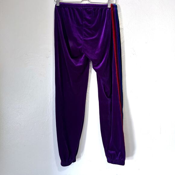 AVIATOR NATION 5 Stripe Velour Velvet Sweatpants in Purple Size S - Picture 5 of 14
